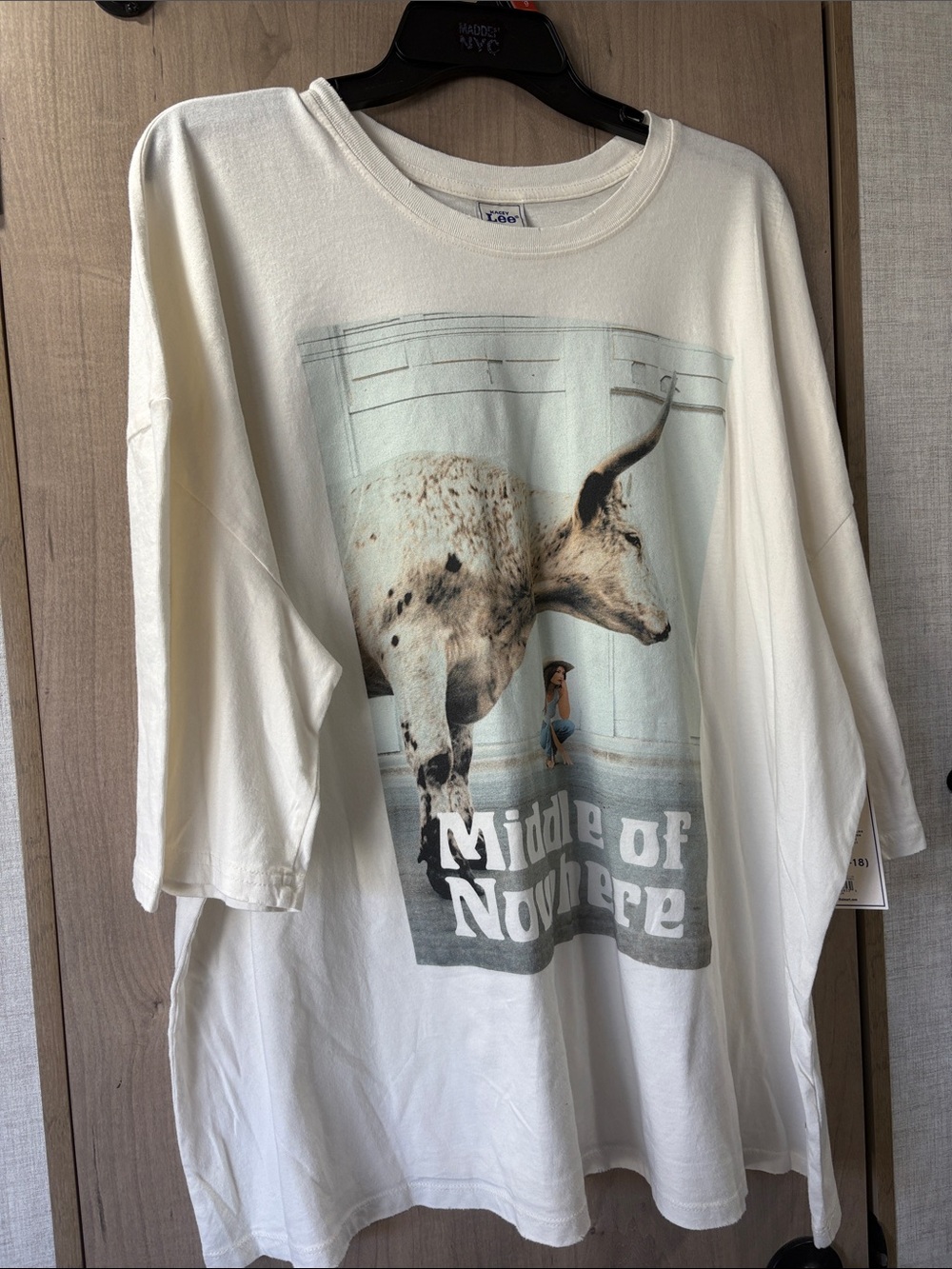 Lee White Short-Sleeve Tee with Bull Graphic oversized middle of nowhere tee